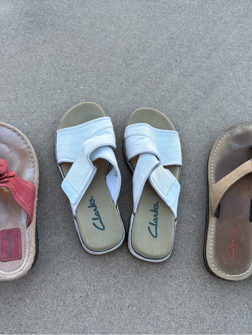 Clarks Women's Red, White & Tan Summer Sandals(3 pair) Bundle Size 6